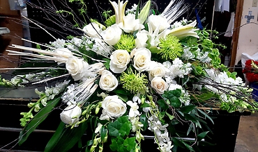 White and Greens Casket spray